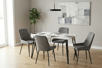 harlow white table + 4 chairs