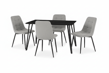 lucca black table + 4 chairs