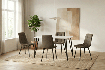 riga white table + 4 chairs