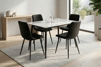 kennington T +4 black chairs