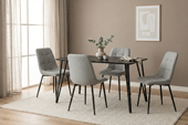 lucca black table + 4 chairs
